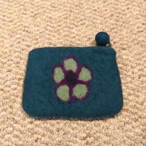 Rising Tide Wool Felt Coin Purse Wallet Gloral Floral Flower Boho Hippie